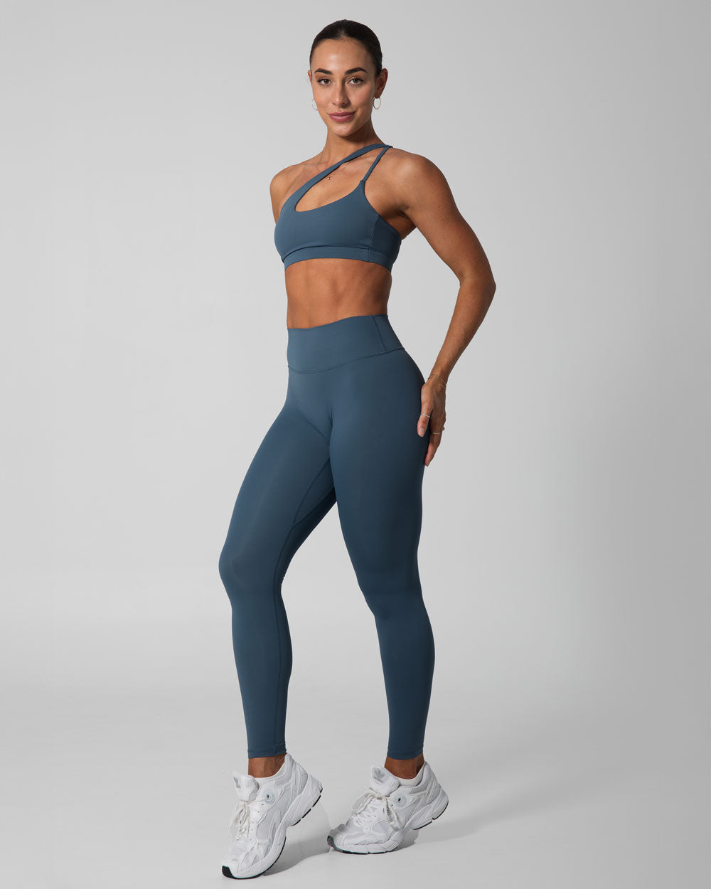 Signature Asymmetric Sports Bra | Steele Blue
