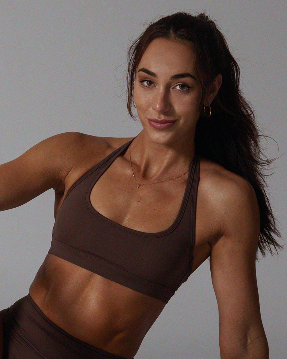 Signature Halter Sports Bra | Espresso Brown