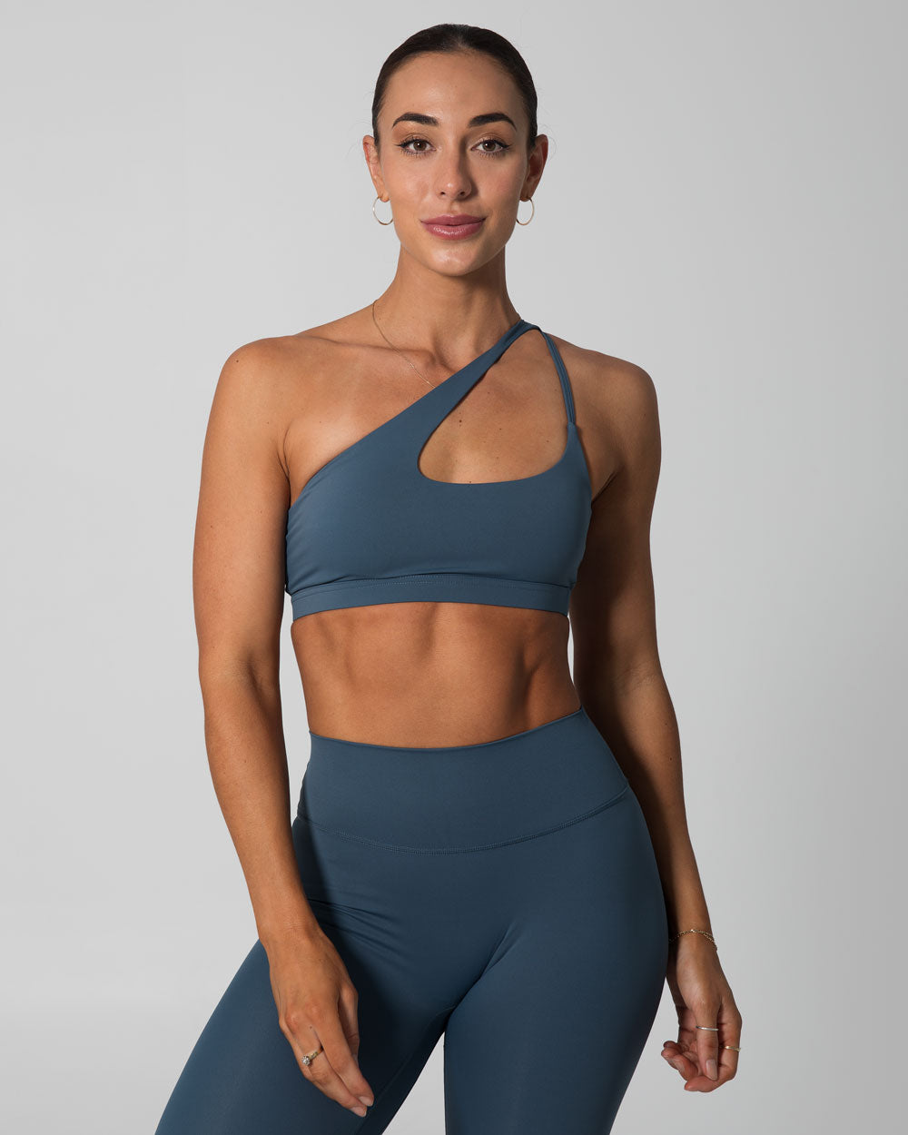Signature Asymmetric Sports Bra | Steele Blue