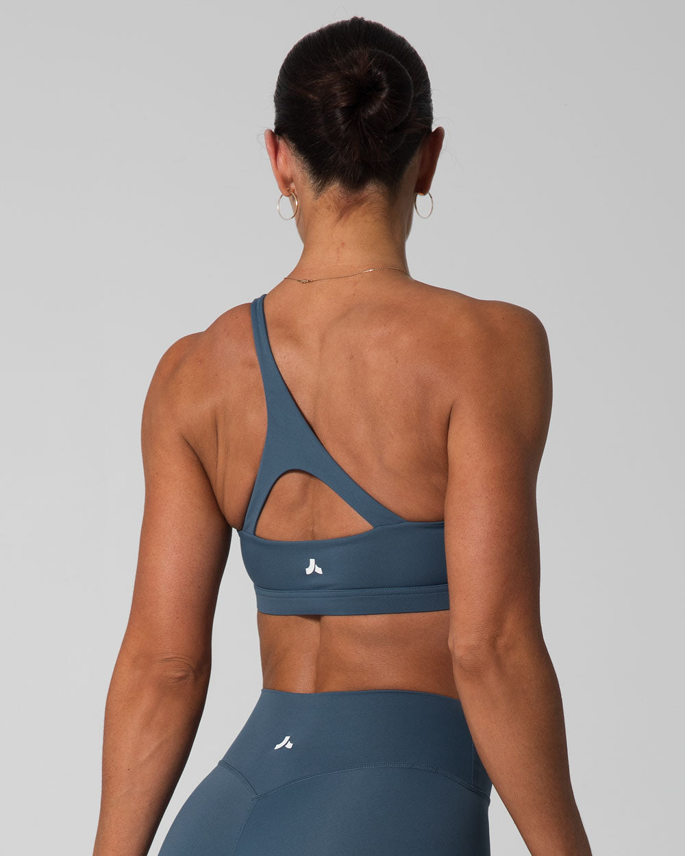 Signature Asymmetric Sports Bra | Steele Blue