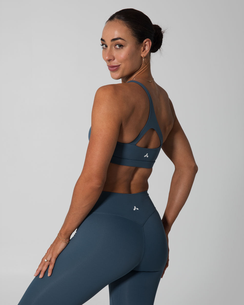 Signature Asymmetric Sports Bra | Steele Blue