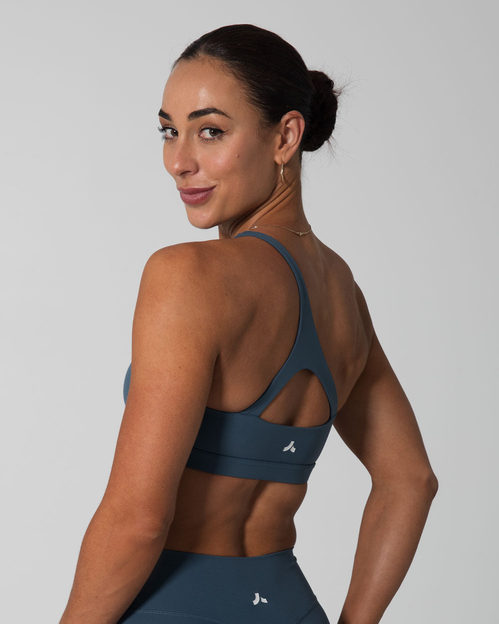 Signature Asymmetric Sports Bra | Steele Blue