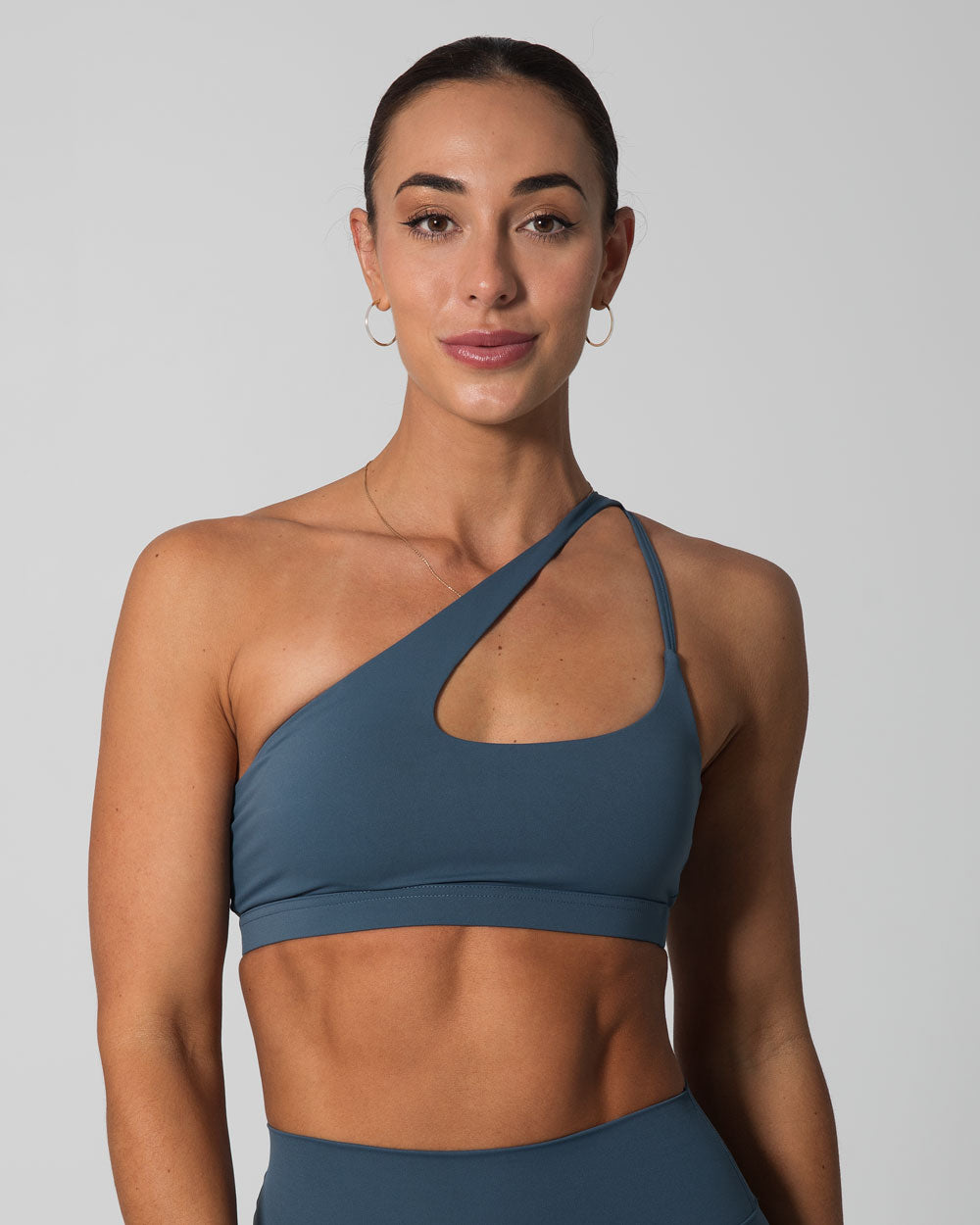 Signature Asymmetric Sports Bra | Steele Blue