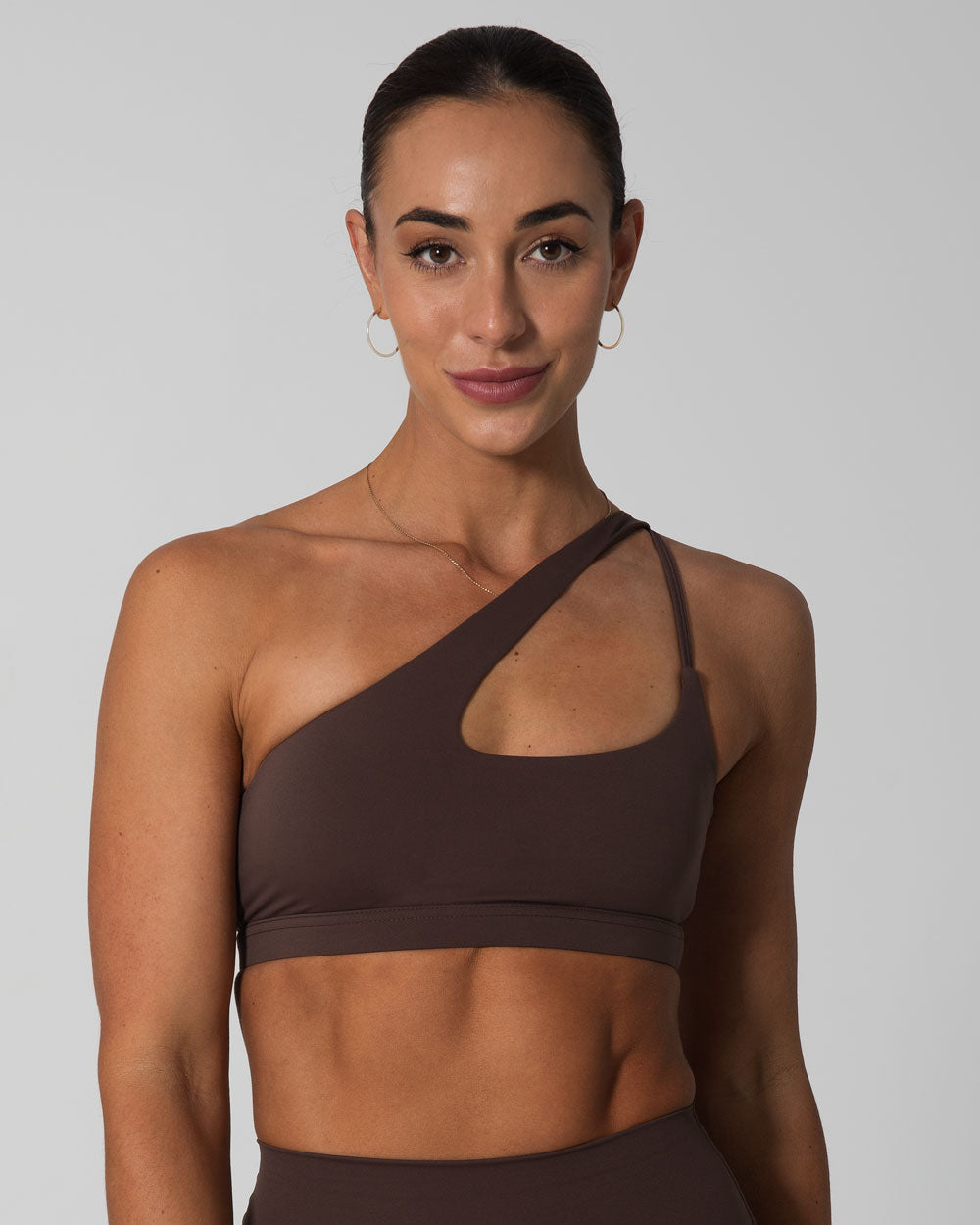 Signature Asymmetric Sports Bra | Espresso Brown
