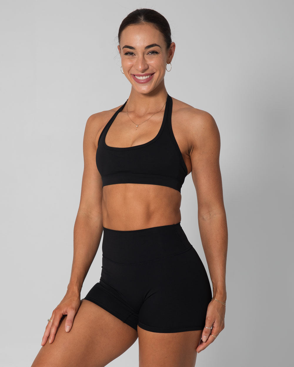 Signature Halter Sports Bra | Black