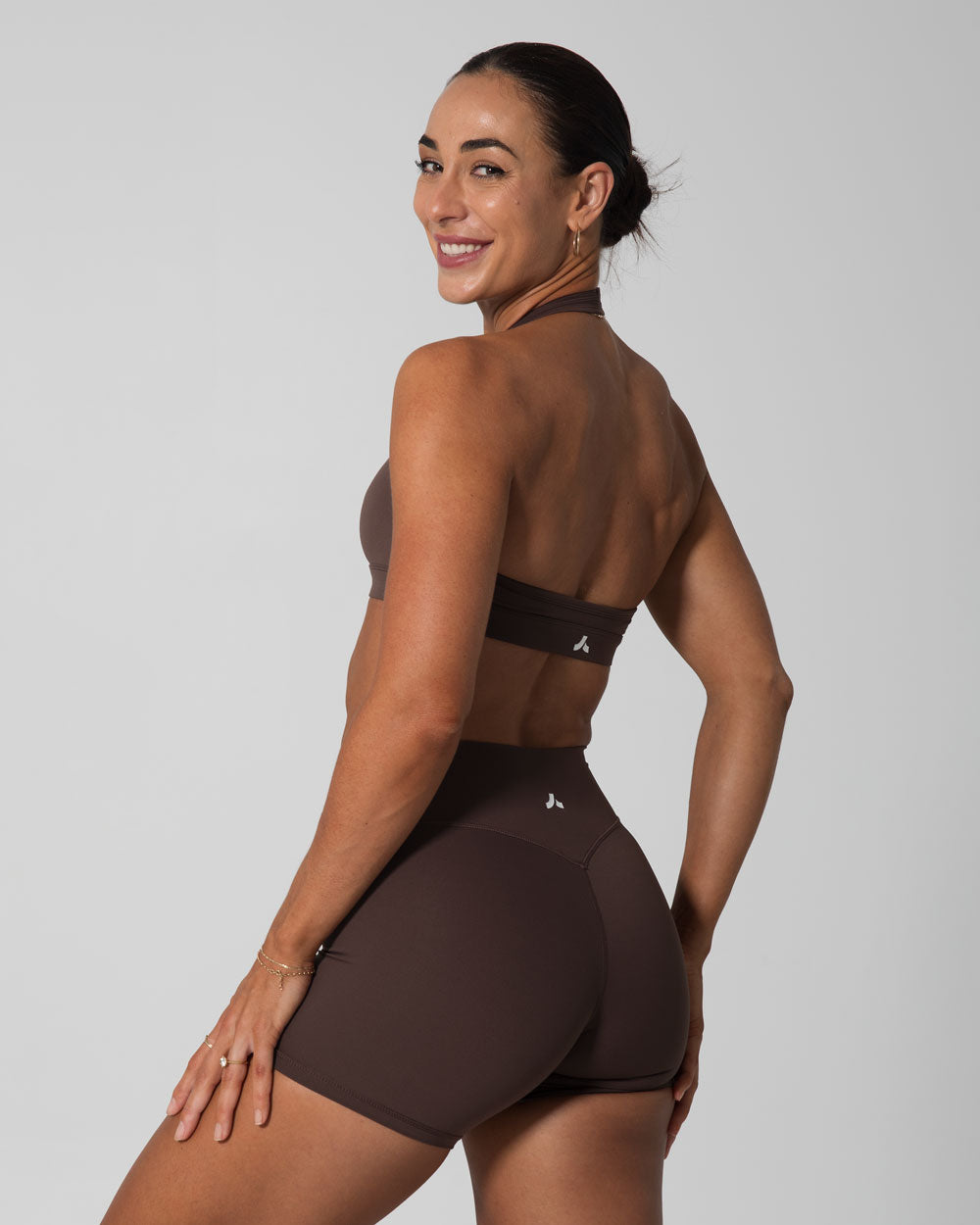 Signature Halter Sports Bra | Espresso Brown