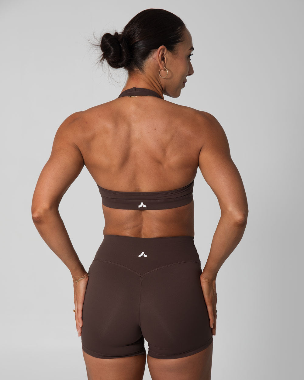 Signature Halter Sports Bra | Espresso Brown