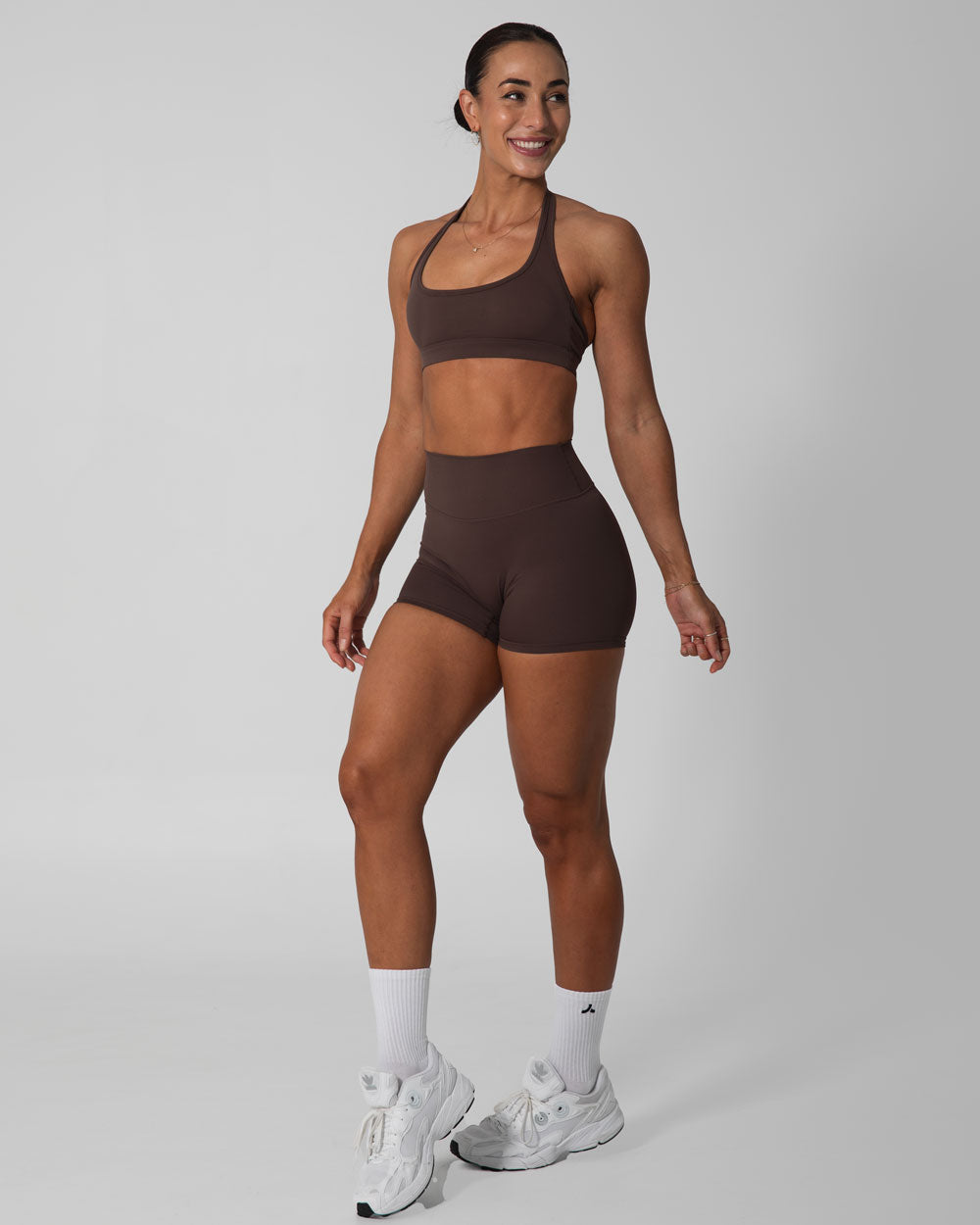 Signature Halter Sports Bra | Espresso Brown