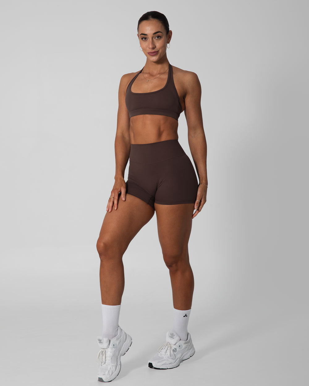 Signature Halter Sports Bra | Espresso Brown
