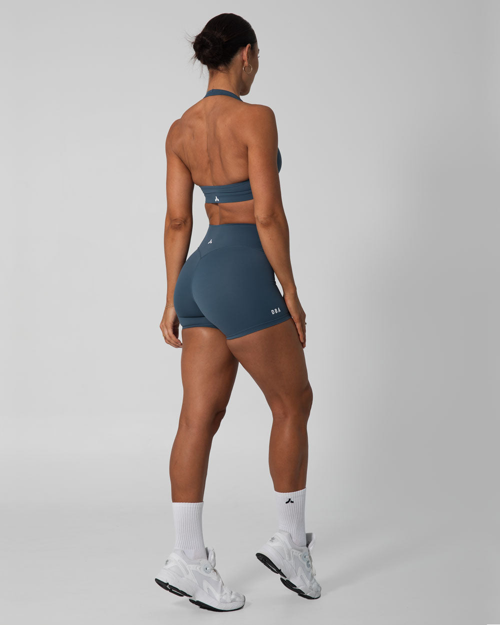 Signature Halter Sports Bra | Steele Blue