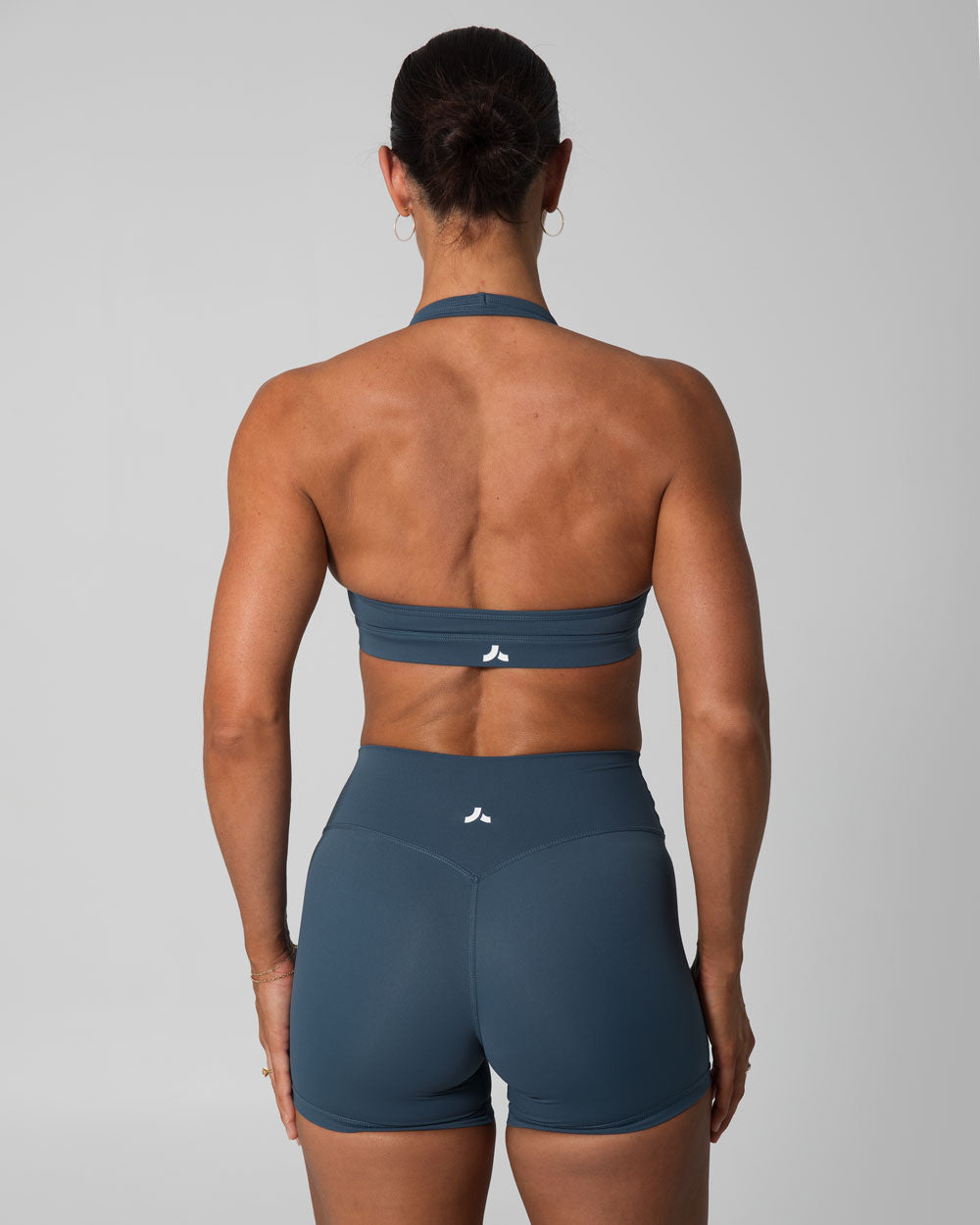 Signature Halter Sports Bra | Steele Blue