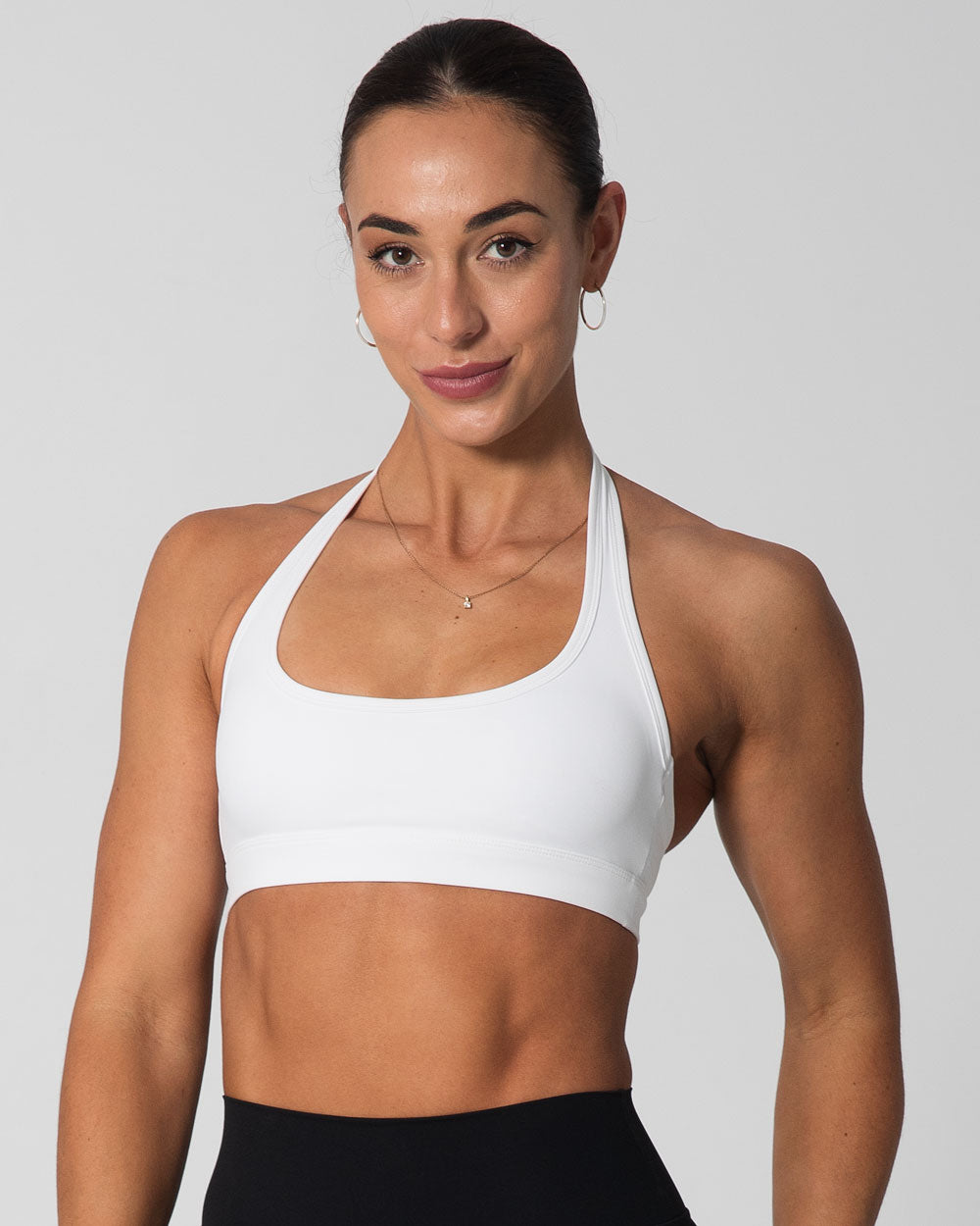 Signature Halter Sports Bra | White