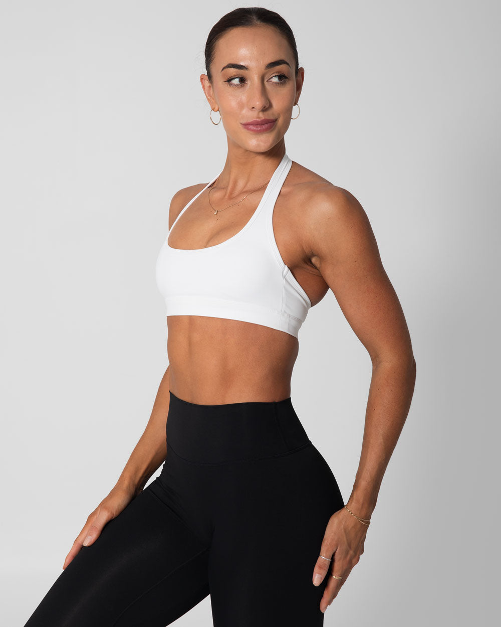 Signature Halter Sports Bra | White