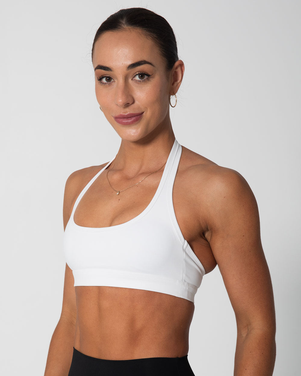 Signature Halter Sports Bra | White