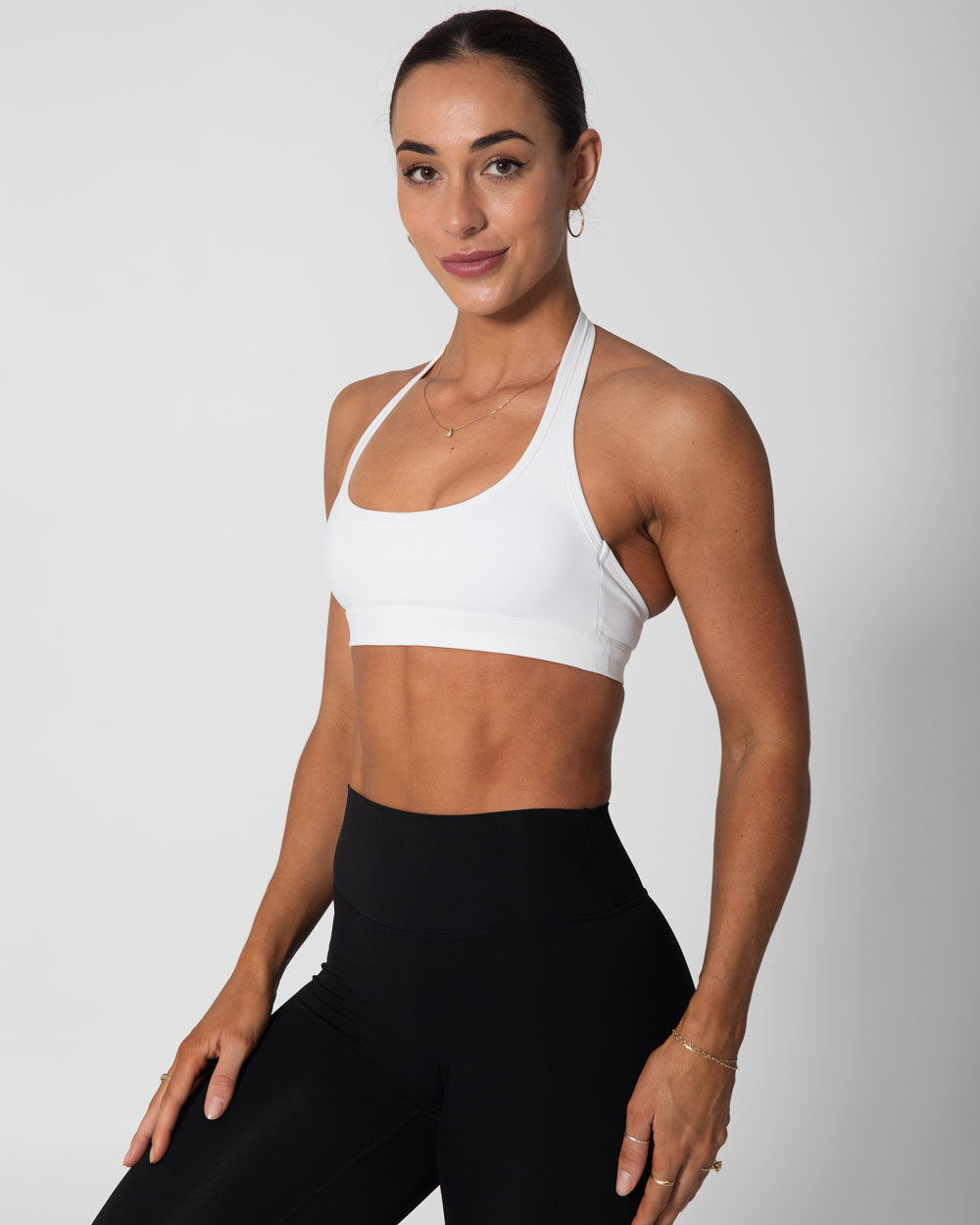 Signature Halter Sports Bra | White