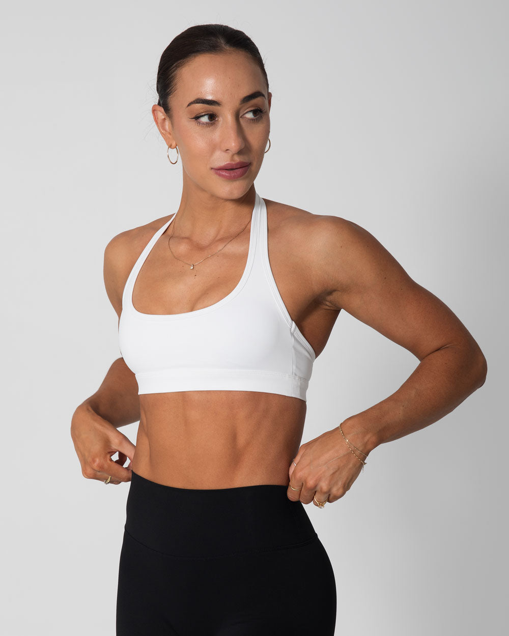 Signature Halter Sports Bra | White
