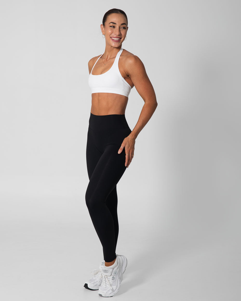 Signature Halter Sports Bra | White
