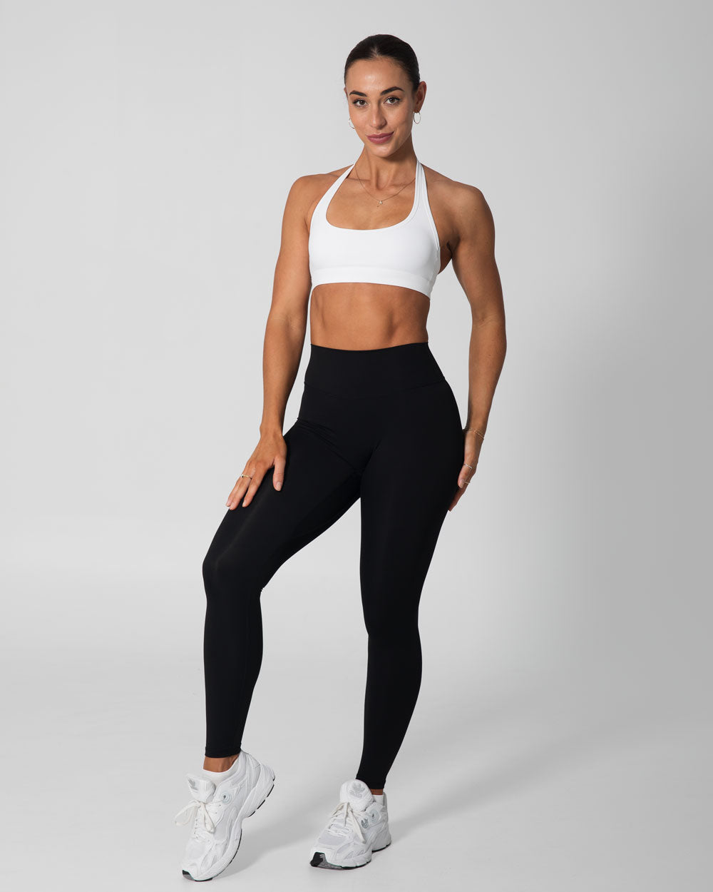 Signature Halter Sports Bra | White