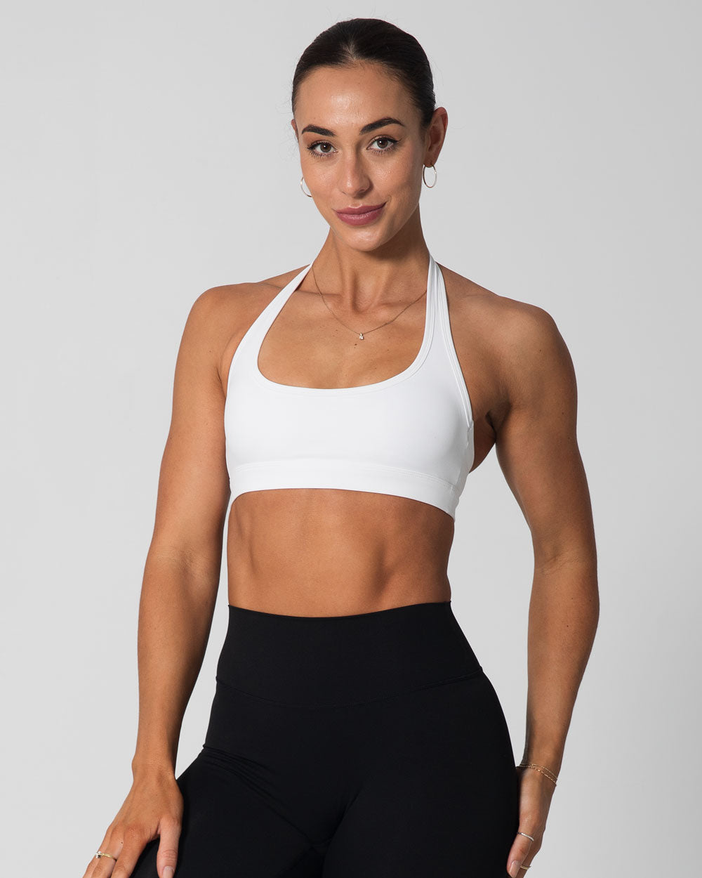 Signature Halter Sports Bra | White