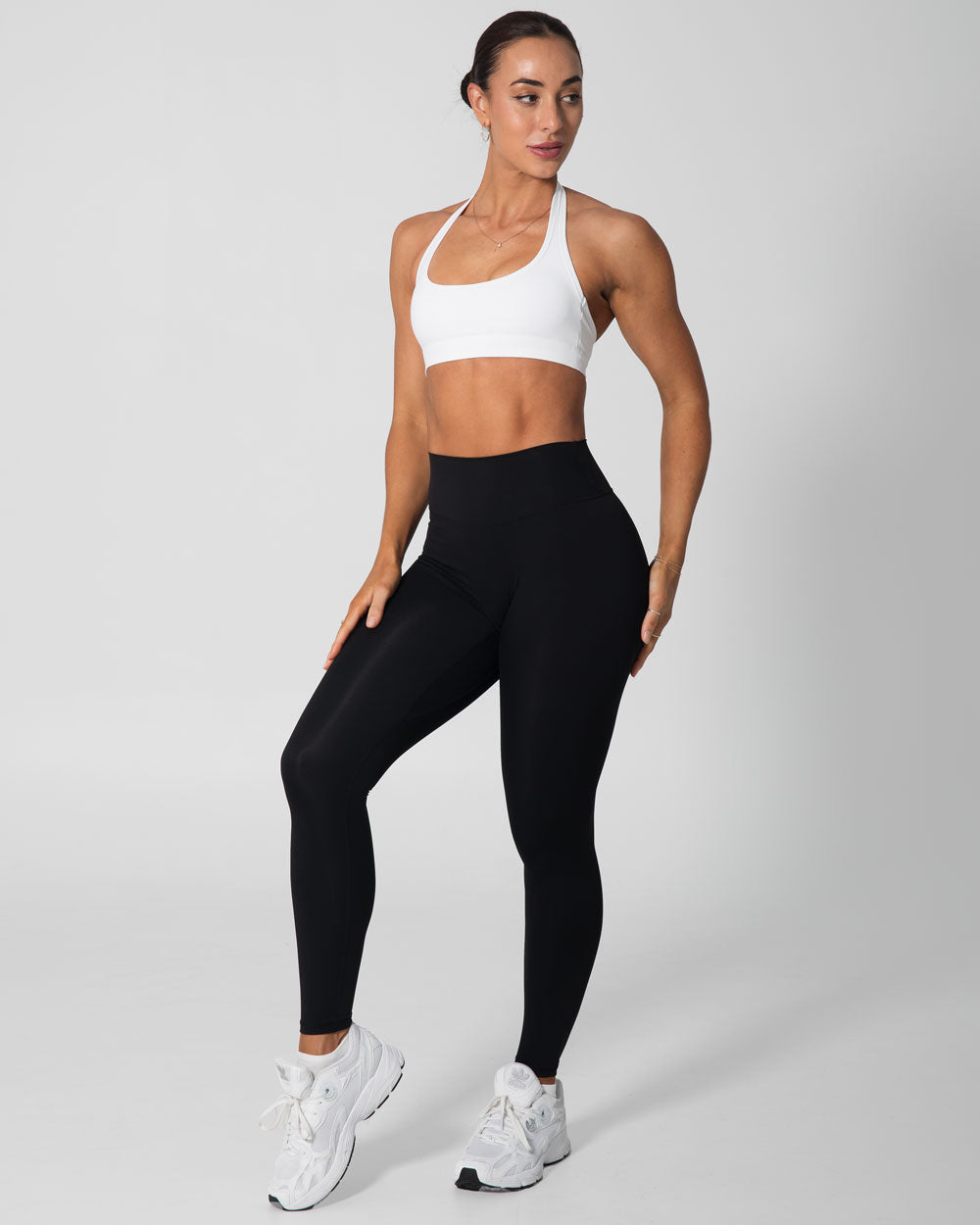 Signature Halter Sports Bra | White
