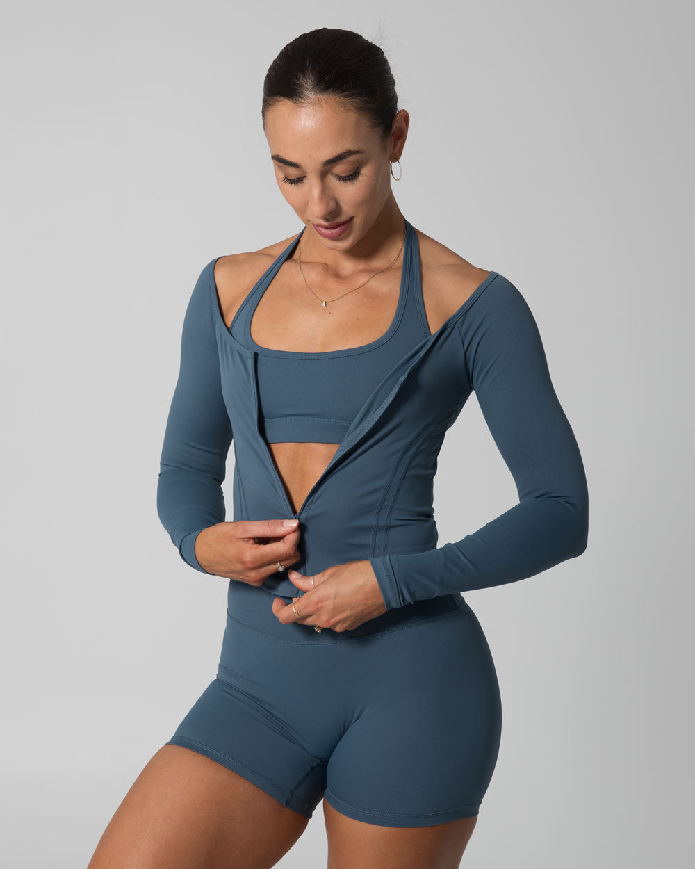 Signature Cropped Jacket | Steele Blue